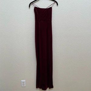 Free People Intimately Red Burgundy Velvet Maxi Dress Size XS